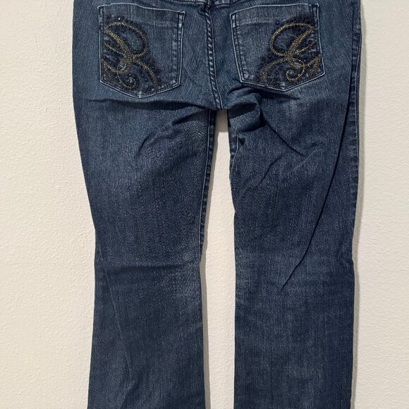 Guess Daredevil Bootcut Jeans Low Rise Embroidered Stones Sz 29 (31x32) - Picture 8 of 13